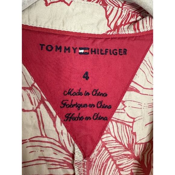 Tommy Hilfiger Womens Collared Ivory Floral A Line Belted Shirt Dress Sz 4 - Picture 5 of 7
